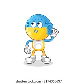 the ukraine flag head eavesdropping vector. cartoon character