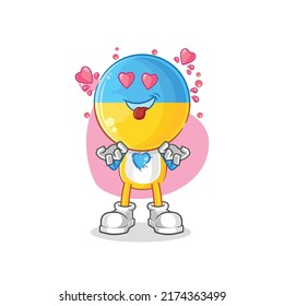the ukraine flag head fallin love vector. cartoon character