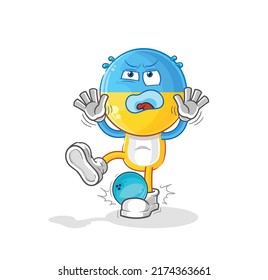 the ukraine flag head hiten by bowling cartoon. cartoon mascot vector