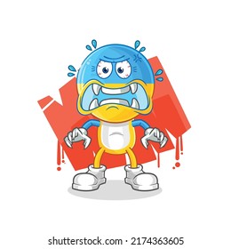 the ukraine flag head monster vector. cartoon character