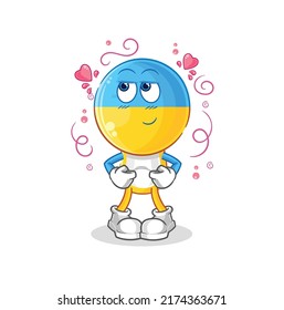 the ukraine flag head shy vector. cartoon character