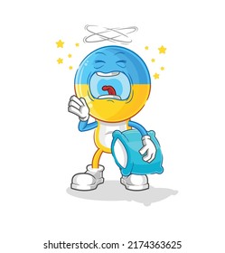 the ukraine flag head yawn character. cartoon mascot vector
