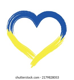 Ukraine flag heart colored vector design. Isolated on white background.