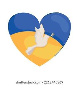 Ukraine flag in heart with dove