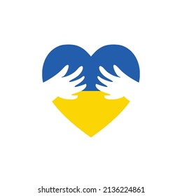 Ukraine flag heart hug illustration design vector