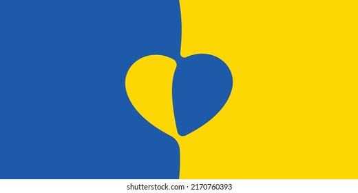 Ukraine flag with heart icon.