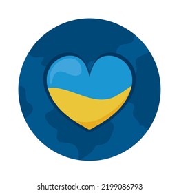 Ukraine flag in heart isolated icon