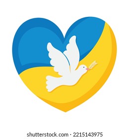 ukraine flag heart with peace dove