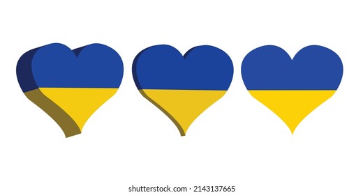 Ukraine flag in heart shape concept vector illustration.