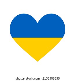 Ukraine flag in heart shape. Save Ukraine concept. Vector illustration. 