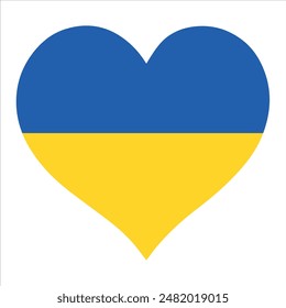 Ukraine flag in heart shape, vector illustration on isolated white background