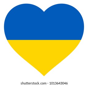 ukraine flag in heart vector illustration sign. Flag of ukraine in the shape of Heart with contrasting contour, symbol of love for his country or valentine day, patriotism.