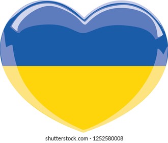 Ukraine flag in a Heart vector, sticker
