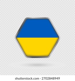 Bandera de Ucrania en un marco hexagonal.