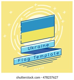 Ukraine Flag  : Flag Icon With Festive Background : Vector Illustration