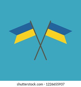 Ukraine flag icon in flat design. Independence day or National day holiday concept.