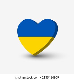 Ukraine flag icon. Heart icon. Vector background