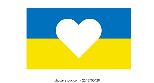 Icono de la bandera de Ucrania con corazón. Ilustración vectorial eps10