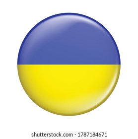 Ukraine flag icon isolated on white background. Ukraine flag. Flag icon glossy.