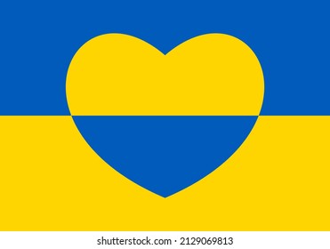 Ukraine flag icon in the shape of heart. Abstract patriotic ukrainian flag with love symbol. Blue and yellow conceptual idea - with Ukraine in his heart. Support for the country during the occupation
