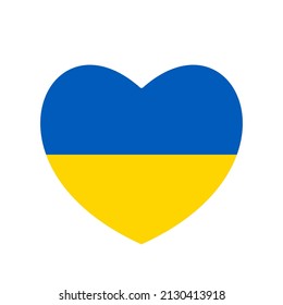 Ukraine flag icon in the shape of heart. Abstract patriotic ukrainian flag with love symbol. Blue and yellow conceptual idea - with Ukraine in his heart. Support for the country during the occupation.