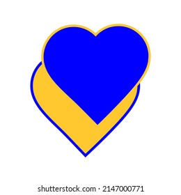Ukraine flag icon in the shape of heart isolated on white. Save Ukraine concept. Vector Ukrainian symbol, icon, button.