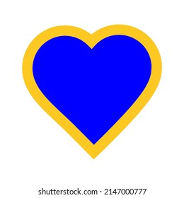 Ukraine flag icon in the shape of heart isolated on white. Save Ukraine concept. Vector Ukrainian symbol, icon, button.