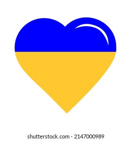 Ukraine flag icon in the shape of heart isolated on white. Save Ukraine concept. Vector Ukrainian symbol, icon, button.