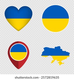 Ukraine Flag Icons Pack. Vector illustration.