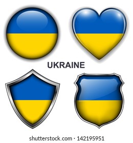 Ukraine flag icons, vector buttons. 
