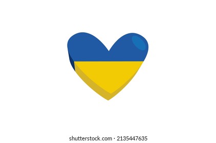 Ukraine flag inside a heart. Ukrainian symbol. Love. 