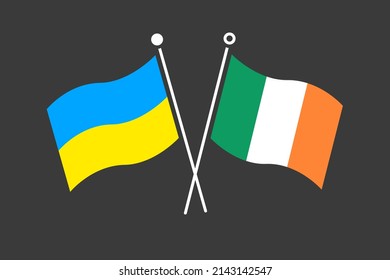 Bandera de Ucrania e Irlanda, ilustración vectorial.