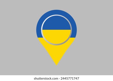 Ukraine flag with Ukraine location sign, Flag of Ukraine, Flag Ukraine vector, Ukrainian flag symbol, The color of the original, Stock vector illustration
