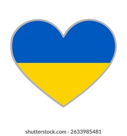 Ukraine flag. Ukraine love flag. Ukraine flag in heart shape. Love symbol. Vector illustration.

