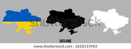 Ukraine flag and map shape black and gray color.