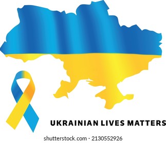 Ukraine Flag and Map Vector Design and Ukraine Peace Ribbon Design