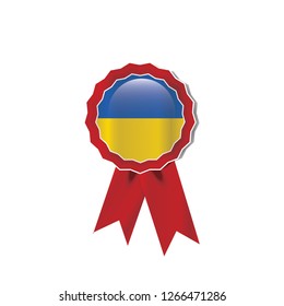Ukraine flag medal vector design.  Realistic 3D red color