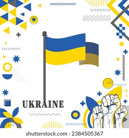 UKRAINE Flag national day design Abstract geometric decoration vector illustration