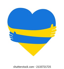 Ukraine flag. Flag of Ukraine. National symbol. Heart shape. Ukrainian flag symbol. Blue and yellow illustration. Stock vector illustration