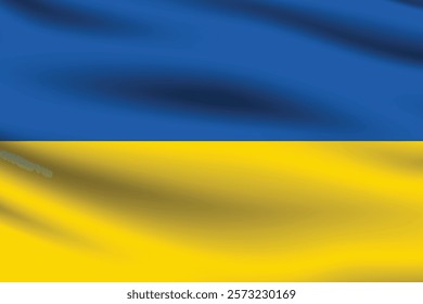 Ukraine flag official colors and proportion digital vector illustration. Pleated flag.