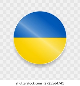 Ukraine Flagge auf Knopf glänzendes Glas