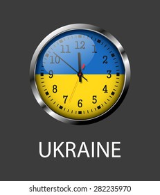 Ukraine flag on clock face - vector icon