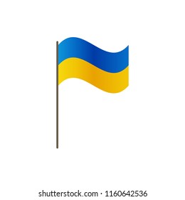 Ukraine flag on the flagpole. Official colors and proportion correctly. Waving of Ukraine flag on flagpole, vector illustration isolate