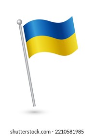 Ukraine flag on pole waving in the wind vector illustration