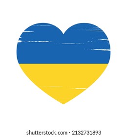 Ukraine Flag Painted Brush Love shape Vector illustration. Concept Ukraine flag love Brush illustration