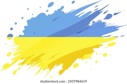 Ukraine flag painted with Grunge brush stroke, watercolor flag style.