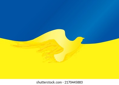 Ukraine flag and peace dove symbols  Stay and peace  Flag Ukraine and shape dove peace  The concept no war  peace in Ukraine 