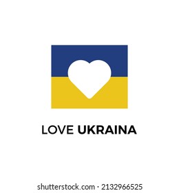 ukraine flag with peace love symbol