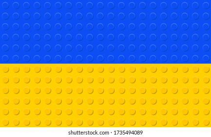 Ukraine Flag from plastic building bricks blocks toy. Vector illustration.