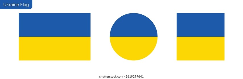  Ukraine flag PNG vector. Ukraine Square and round icon isolated on transparent PNG background. Ukraine flag icon
